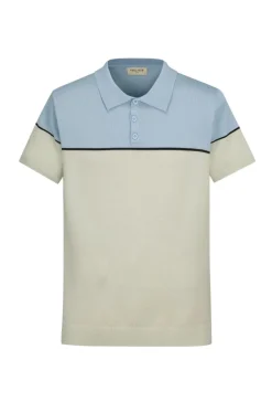 T-shirt polo en maille bicolore