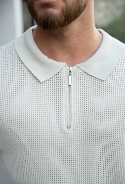 T-shirt polo zippé maille piquée