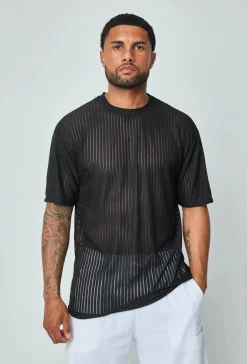 T-shirt rayé uni oversized