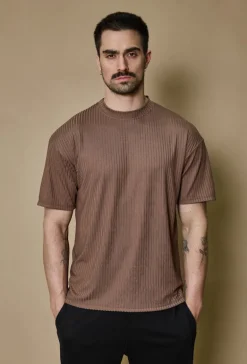 T-shirt uni à rayures oversize