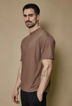 T-shirt uni à rayures oversize