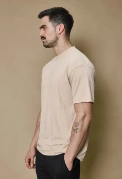 T-shirt uni à rayures oversize