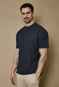 T-shirt uni à rayures oversize
