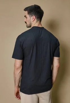 T-shirt uni à rayures oversize