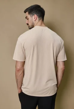 T-shirt uni à rayures oversize