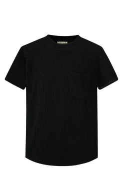 T-shirt uni en maille transparente manches courtes col rond