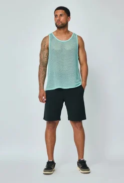 T-shirt uni sans manches trouée courtes