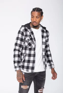 Veste à capuche avec motifs à carreaux