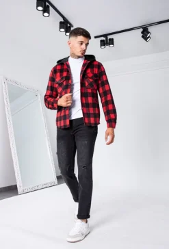 Veste à capuche avec motifs à carreaux