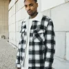 Veste à carreaux avec col mouton
