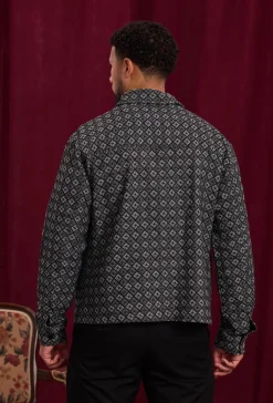 Veste à col chemise avec des motifs reguliers