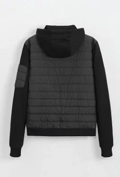 Veste bi matière à capuche ajustable avec lacet