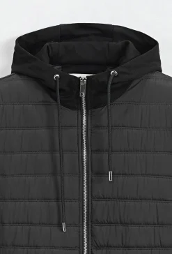 Veste bi matière à capuche ajustable avec lacet