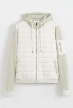 Veste bi matière à capuche ajustable avec lacet