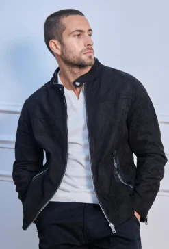 Veste biker simili daim