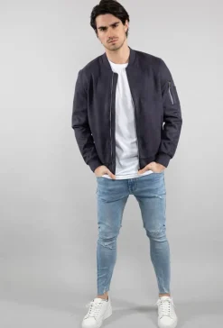 Veste bomber en simili daim