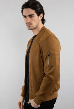Veste bomber en simili daim