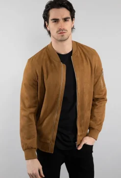 Veste bomber en simili daim