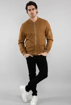 Veste bomber en simili daim