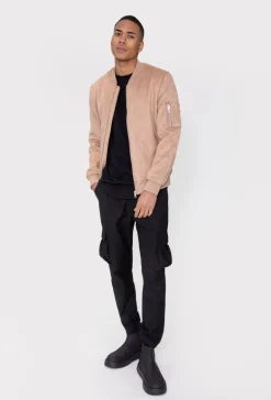 Veste bomber en simili daim