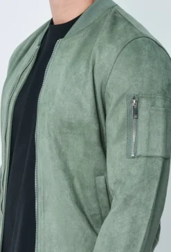 Veste bomber en simili daim