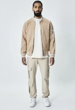 Veste bomber simili daim à liseré sur les manches