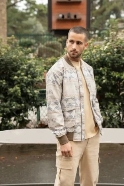 Veste bombers fine à motifs géometriques