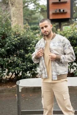 Veste bombers fine à motifs géometriques