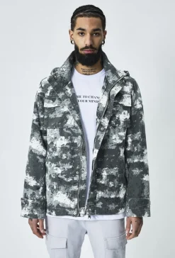 Veste coupe-vent camouflage à capuche