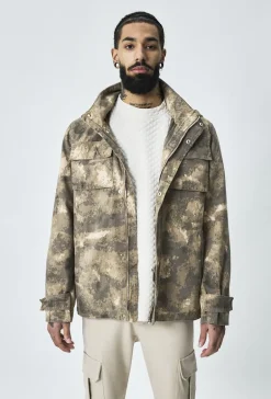 Veste coupe-vent camouflage à capuche