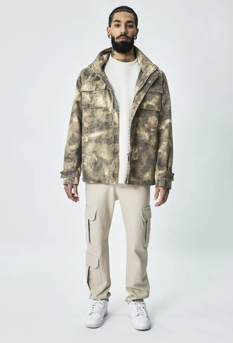 Veste coupe-vent camouflage à capuche