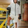 Veste courte unie à capuche polaire
