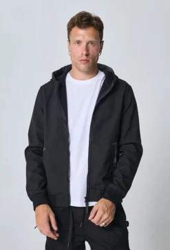 Veste courte unie à capuche polaire