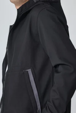 Veste courte unie à capuche polaire