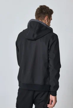 Veste courte unie à capuche polaire