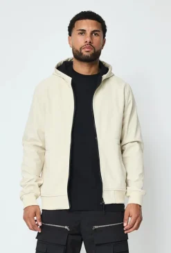 Veste courte unie à capuche polaire