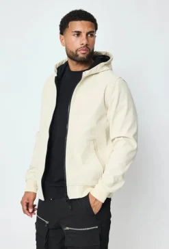 Veste courte unie à capuche polaire