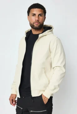 Veste courte unie à capuche polaire