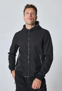Veste courte unie à capuche polaire