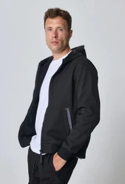 Veste courte unie à capuche polaire
