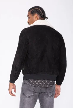Veste daim avec col mouton