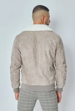 Veste daim avec col mouton