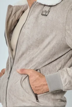 Veste daim avec col mouton
