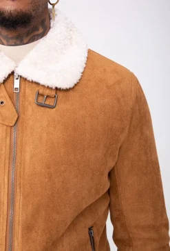 Veste daim avec col mouton