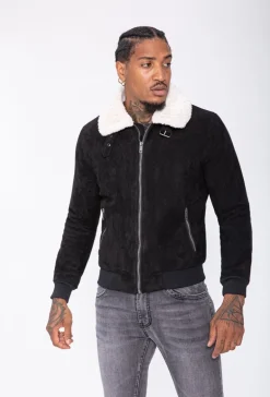 Veste daim avec col mouton