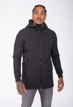 Veste longue zippée avec capuche
