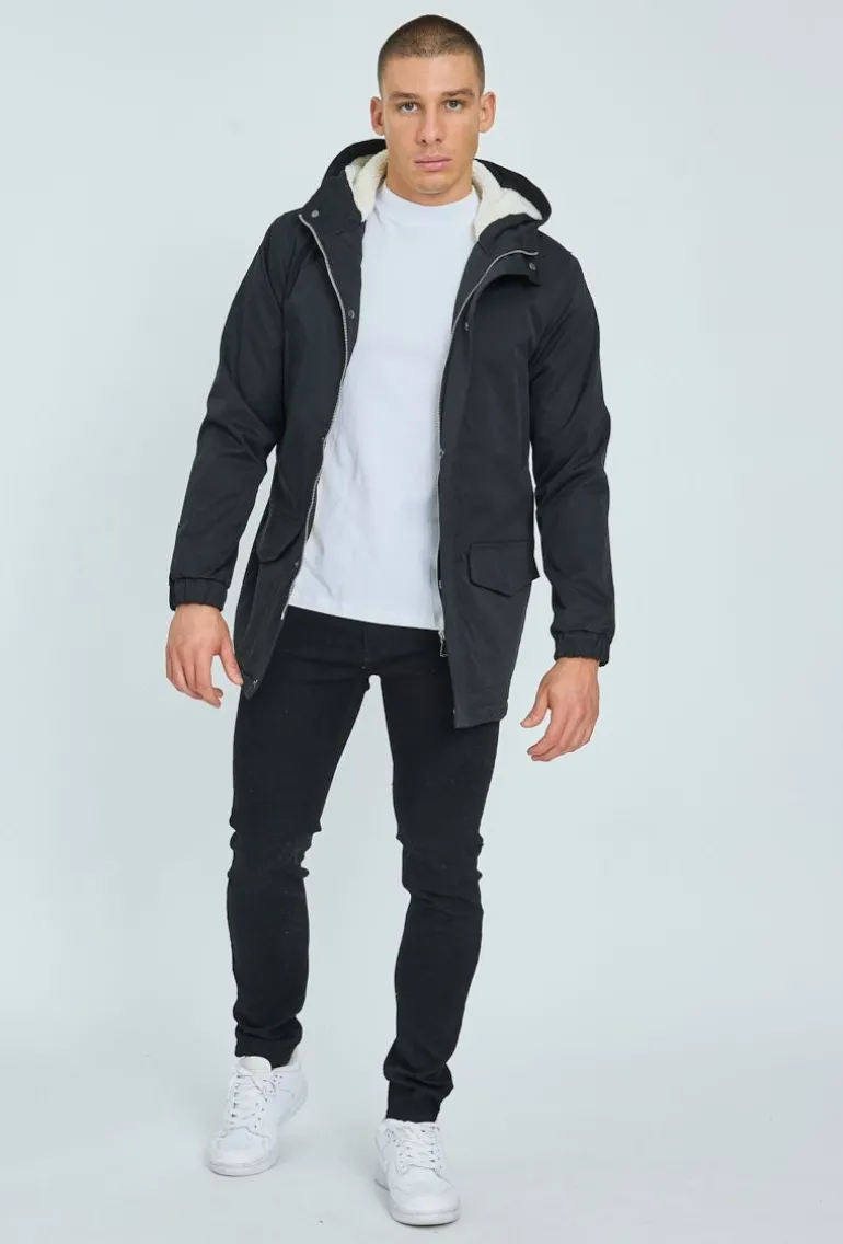 Veste parka milongue à capuche moumoutée