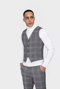 Veste tendance sans manches avec motif à carreaux