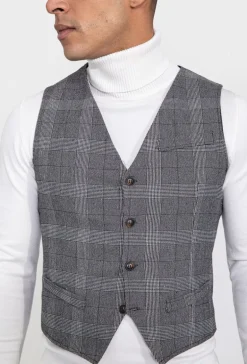 Veste tendance sans manches avec motif à carreaux