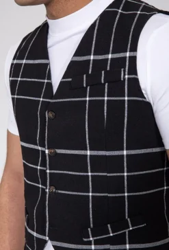 Veste tendance sans manches avec motif à carreaux